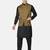 Mens solid black kurta pyjama set with olive green jacket