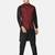 Mens solid black kurta pyjama set with maroon jacket