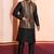  black  silk blend kurta jacket  set for men 