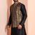  black  silk blend kurta jacket  set for men 