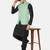 Mens solid black kurta pyjama set with pistachio green jacket