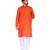 Orange self design mens kurta pyjama set