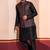  black  silk blend kurta jacket  set for men 
