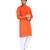 Orange self design mens kurta pyjama set