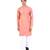 Peach self design mens kurta pyjama set