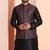 black  silk blend kurta jacket  set for men 