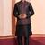  black  silk blend kurta jacket  set for men 
