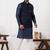 blue silk blend kurta jacket  set for men with embroidered work
