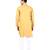 Yellow self design mens kurta pyjama set