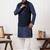 blue silk blend kurta jacket  set for men with embroidered work