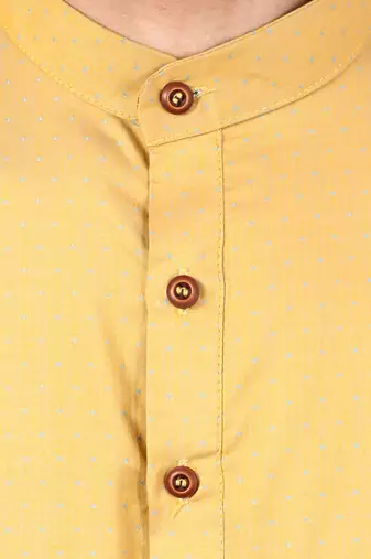 Yellow self design mens kurta pyjama set