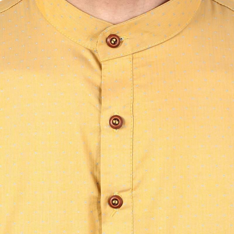 Yellow self design mens kurta pyjama set