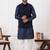 blue silk blend kurta jacket  set for men with embroidered work