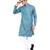 Blue self design mens kurta pyjama set