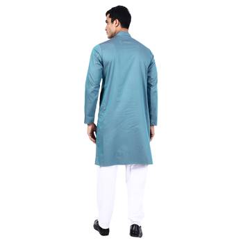 Blue self design mens kurta pyjama set 2