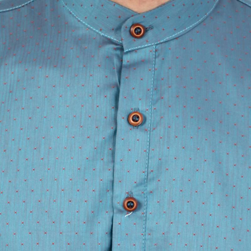 Blue self design mens kurta pyjama set