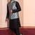  black  silk blend kurta jacket  set for men 