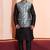  black  silk blend kurta jacket  set for men 