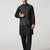 Mens solid kurta pyjama set with leaf printed nehru jacket