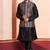  black  silk blend kurta jacket  set for men 