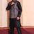  black  silk blend kurta jacket  set for men 