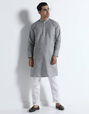 Grey stripes mens kurta pyjama set 1