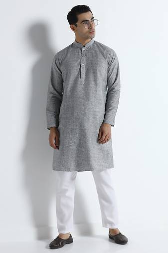 Grey stripes mens kurta pyjama set