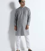 Grey stripes mens kurta pyjama set