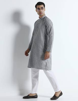 Grey stripes mens kurta pyjama set 2