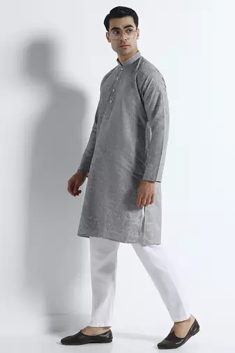 Grey stripes mens kurta pyjama set