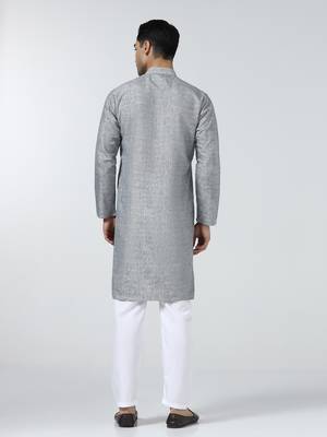 Grey stripes mens kurta pyjama set 3
