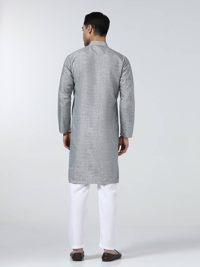 Grey stripes mens kurta pyjama set