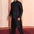  black  silk blend kurta jacket  set for men 
