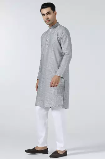 Grey stripes mens kurta pyjama set