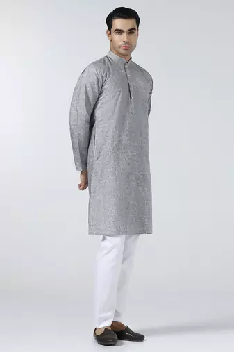 Grey stripes mens kurta pyjama set