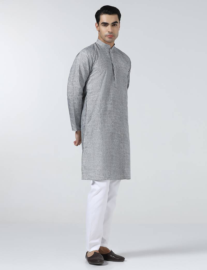Grey stripes mens kurta pyjama set