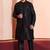  black  silk blend kurta jacket  set for men 