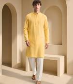 Mens yellow kurta pyjama set