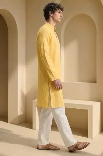 Mens yellow kurta pyjama set