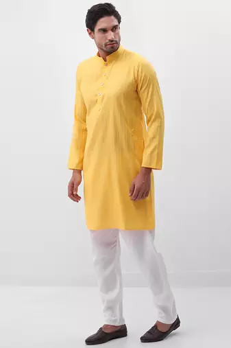 Mens yellow kurta pyjama set