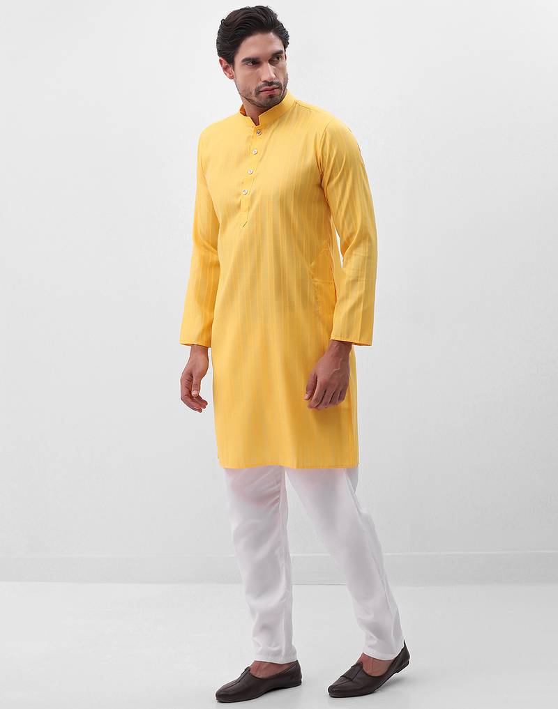 Mens yellow kurta pyjama set