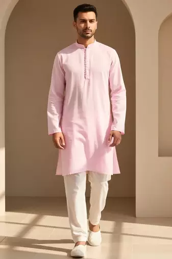 Mens pink kurta pyjama set