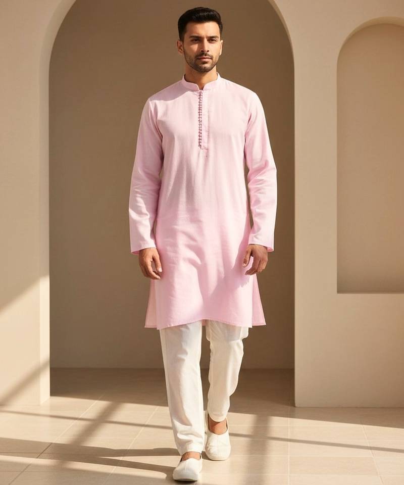 Mens pink kurta pyjama set