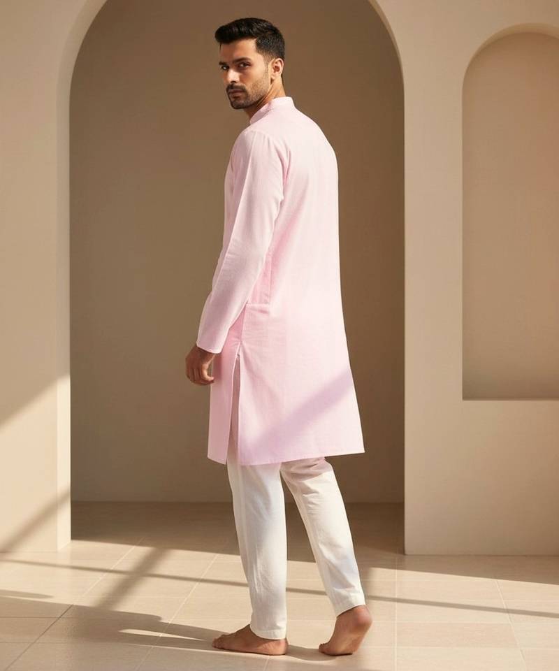 Mens pink kurta pyjama set