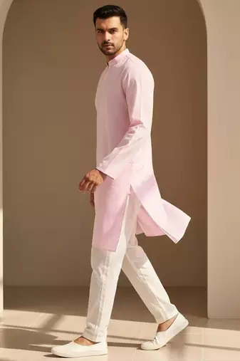 Mens pink kurta pyjama set