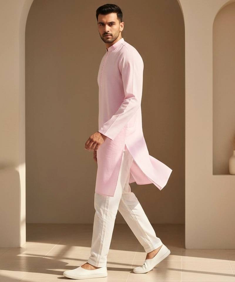 Mens pink kurta pyjama set