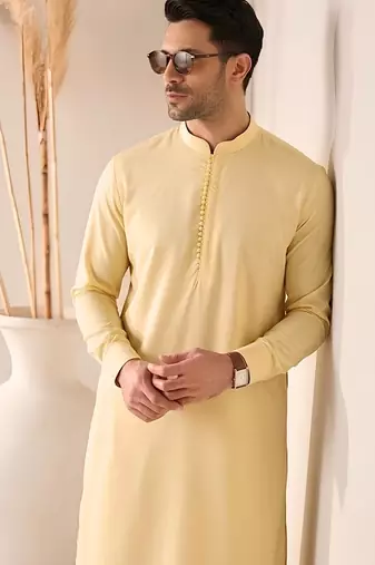 Mens yellow kurta pyjama set