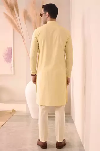 Mens yellow kurta pyjama set