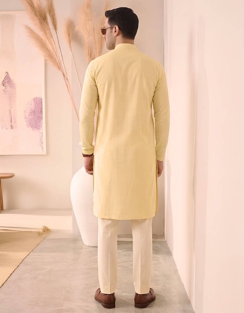 Mens yellow kurta pyjama set