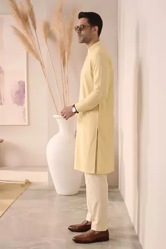 Mens yellow kurta pyjama set